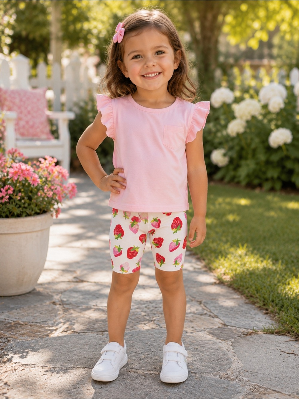 🍓GIRLS SIZE 4T GYMBOREE STRAWBERRY PRINT BIKE SHORTS